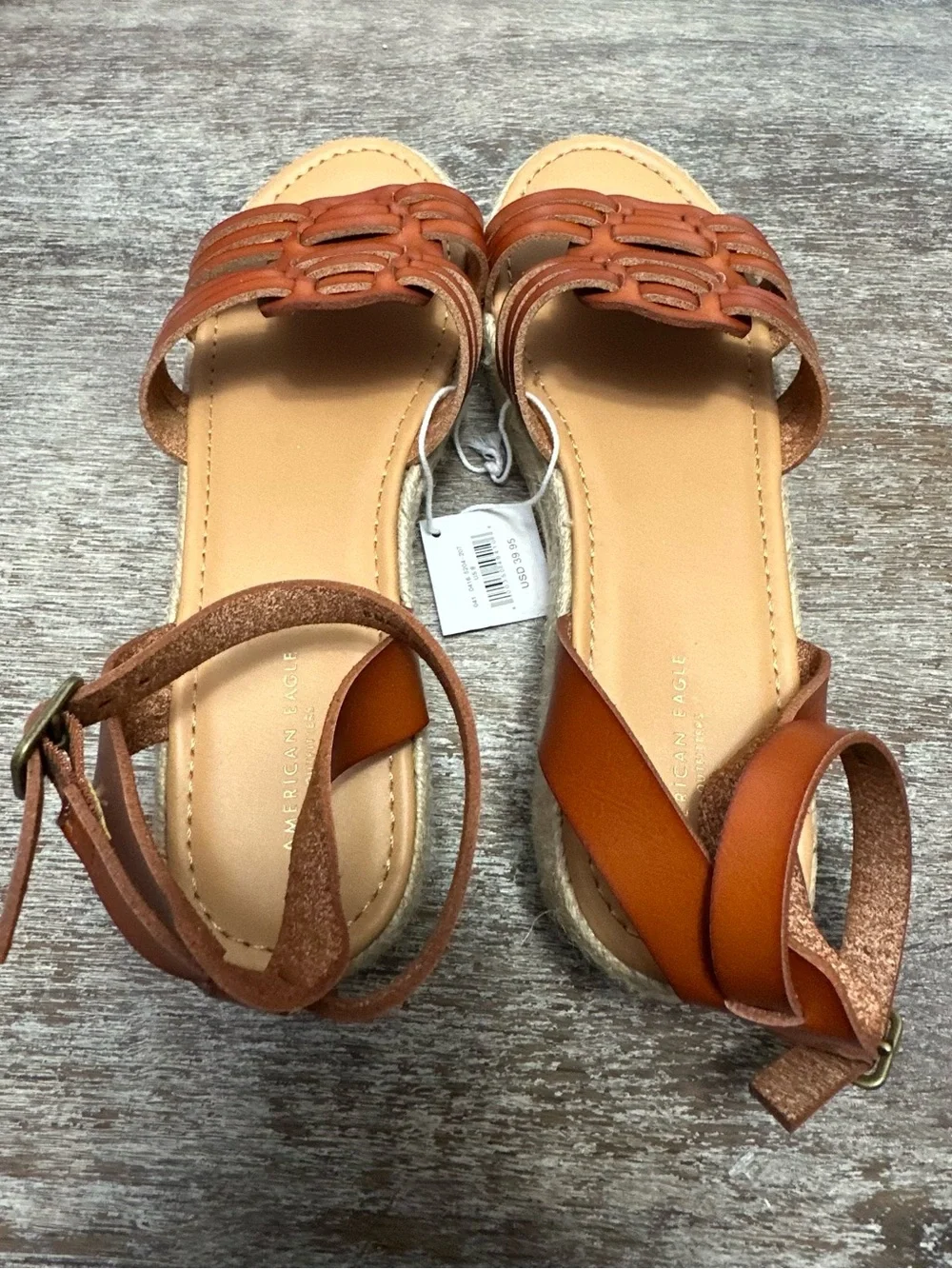 American Eagle Outfitters NWT Cognac Woven Espadrille Sandal